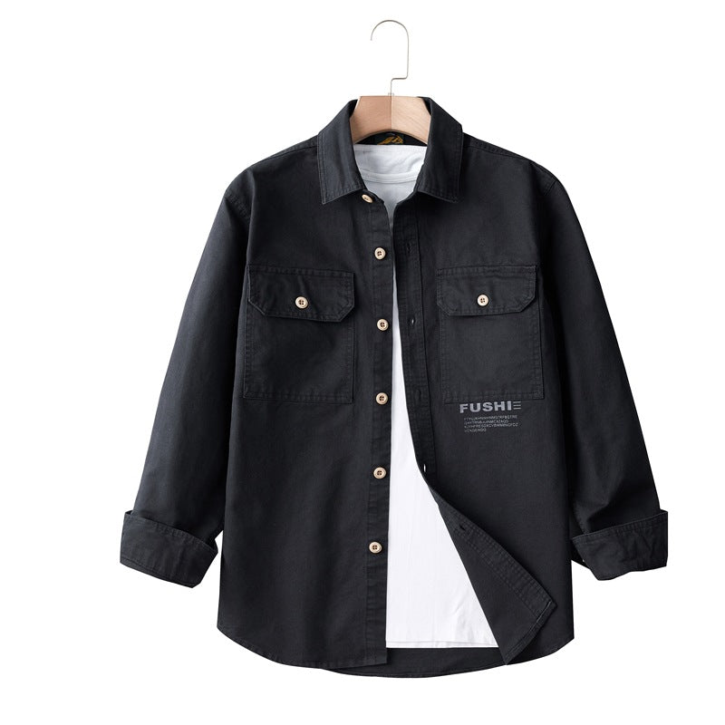Herren Overshirt-Jacke im Utility-Stil mit Brusttaschen und Hemdkragen Echoarchiv