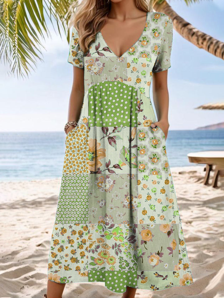 Damen Maxikleid mit floralen Patchwork-Design Echo Archiv