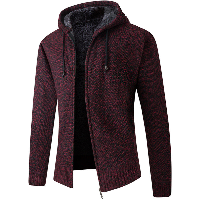Herren gemütliche Strickjacke mit Kapuze Echoarchiv