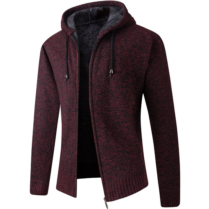 Herren gemütliche Strickjacke mit Kapuze Echoarchiv