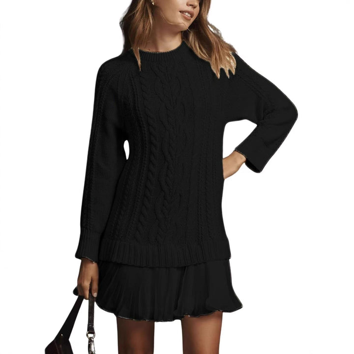 Damen nan Kabelstrick-Pullover mit Tunika-Schnitt, Zopfmuster und Rippbündchen Echo Archiv