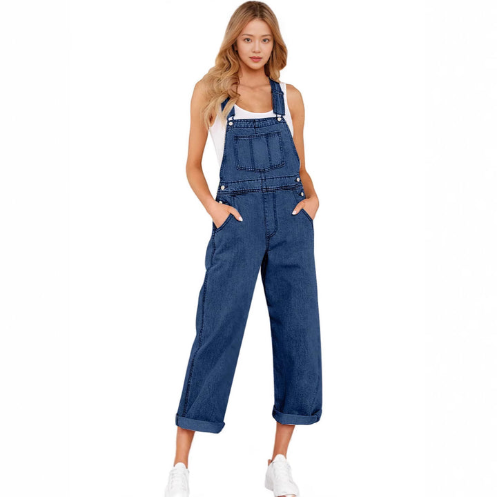 Damen lässige Denim-Latzhose mit praktischen Taschen und weiten Beinen Echo Archiv