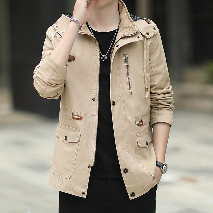 Herren Kapuzen-Canvas-Parka im Urbanen Utility-Design Echoarchiv