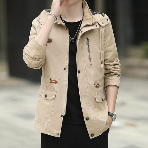 Herren Kapuzen-Canvas-Parka im Urbanen Utility-Design Echoarchiv
