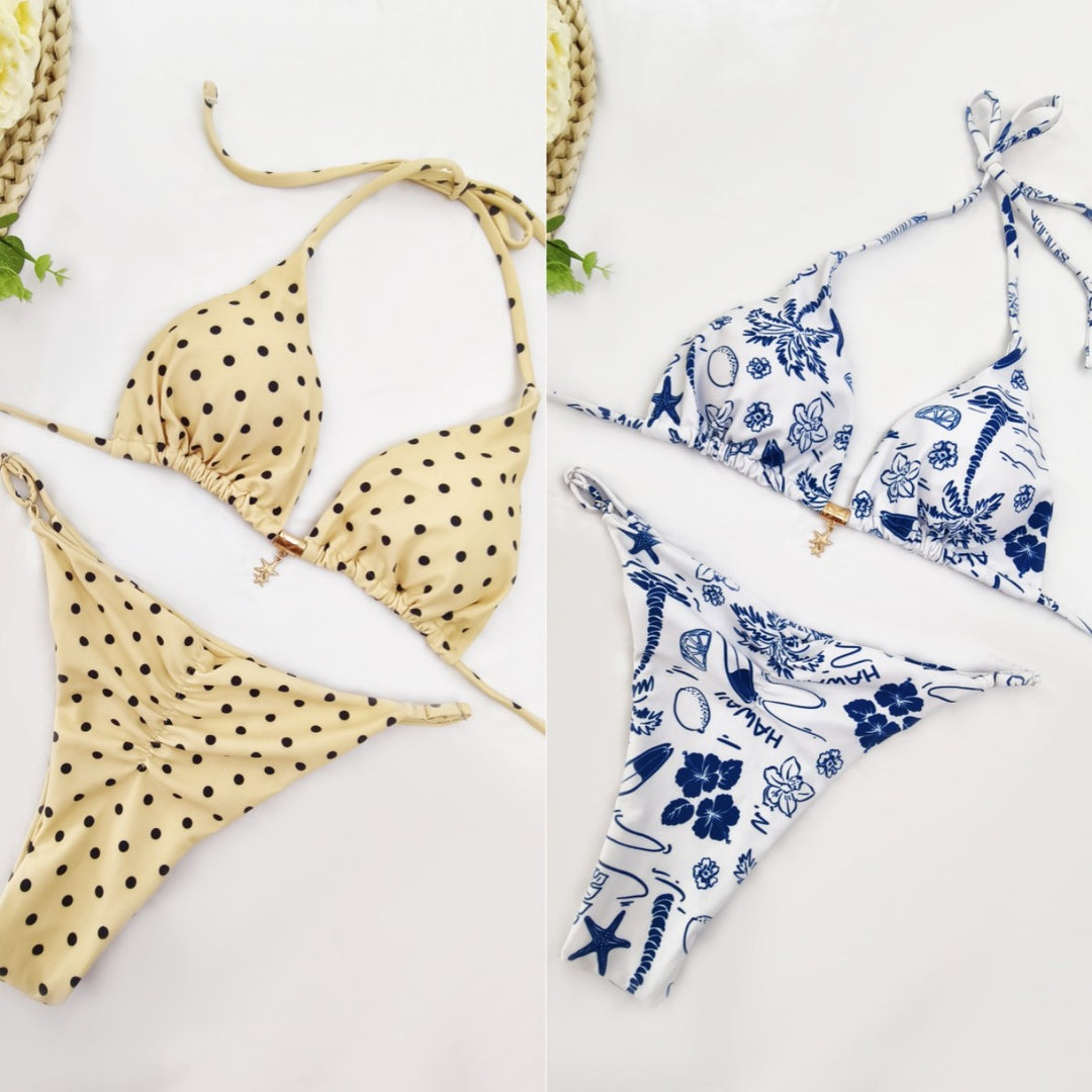 Damen Triangel-Bikini mit floralem Design und verstellbaren Trägern Echo Archiv