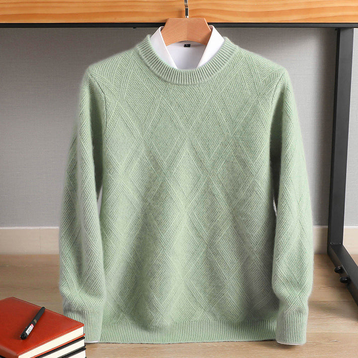 Herren Feiner Rautenstruktur Rundhalspullover aus Merino‑Blend mit softem Griff Echoarchiv