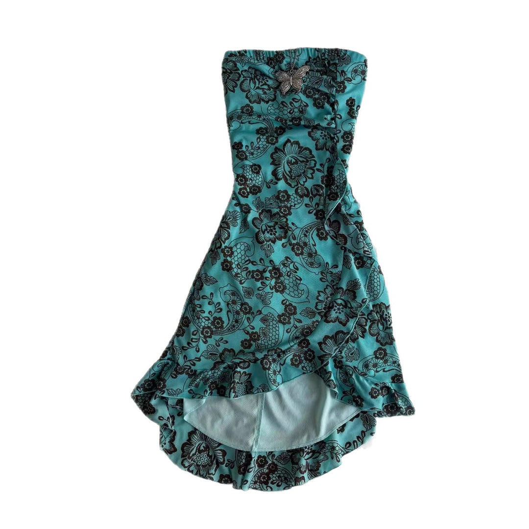 Damen Elegantes bodenlanges Kleid mit floralen Mustern Echo Archiv