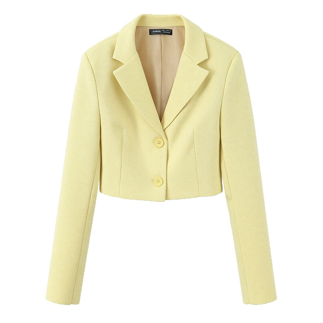 Damen Kurzer Bouclé‑Tweed‑Blazer mit Reverskragen und Zweiknopfverschluss Echoarchiv