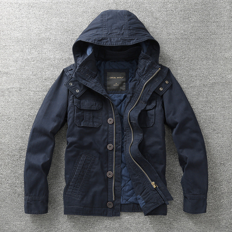 Herren Gefütterte Fieldjacke mit Kapuze und wattierter Stepp-Innenverarbeitung Echoarchiv