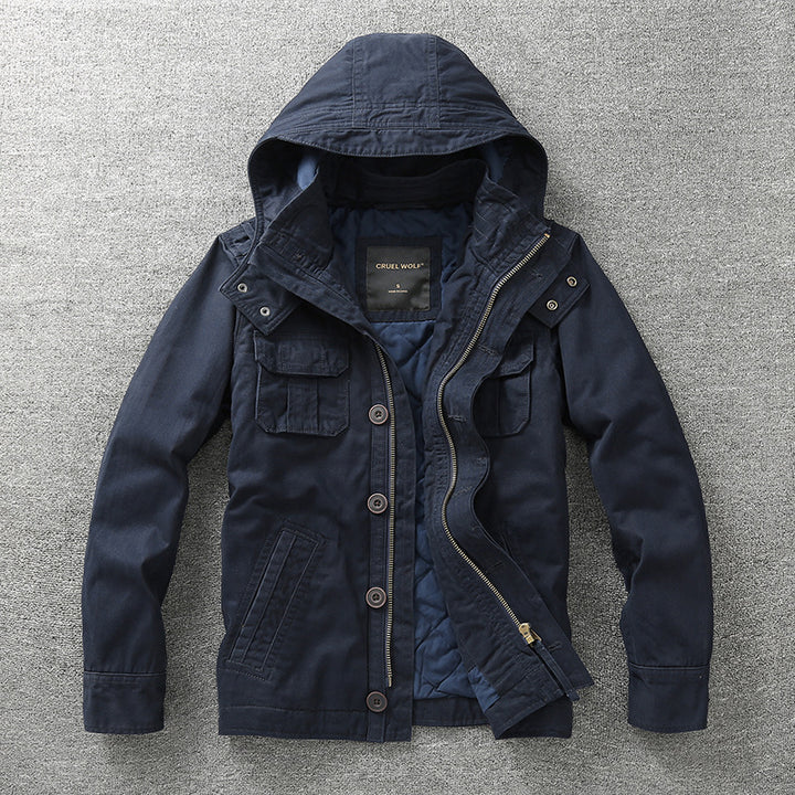 Herren Gefütterte Fieldjacke mit Kapuze und wattierter Stepp-Innenverarbeitung Echoarchiv