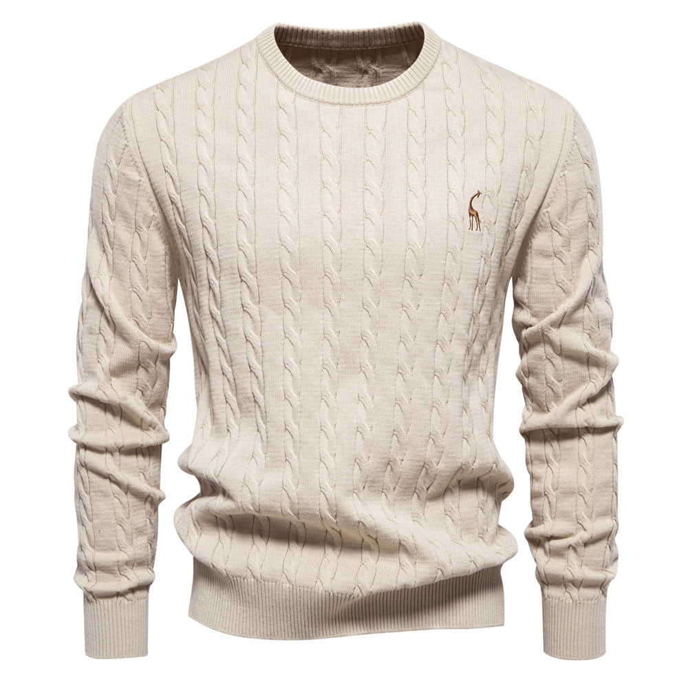 Herren Strickpullover mit Zopfmuster und Rundhalsausschnitt Echoarchiv