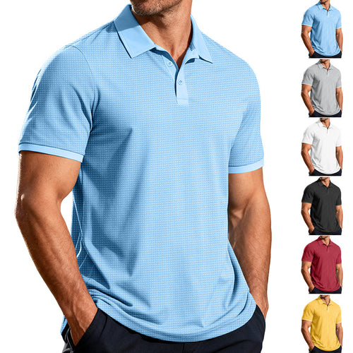 Herren nan strukturiertes Piqué-Kurzarm-Poloshirt mit Hemdkragen Echo Archiv