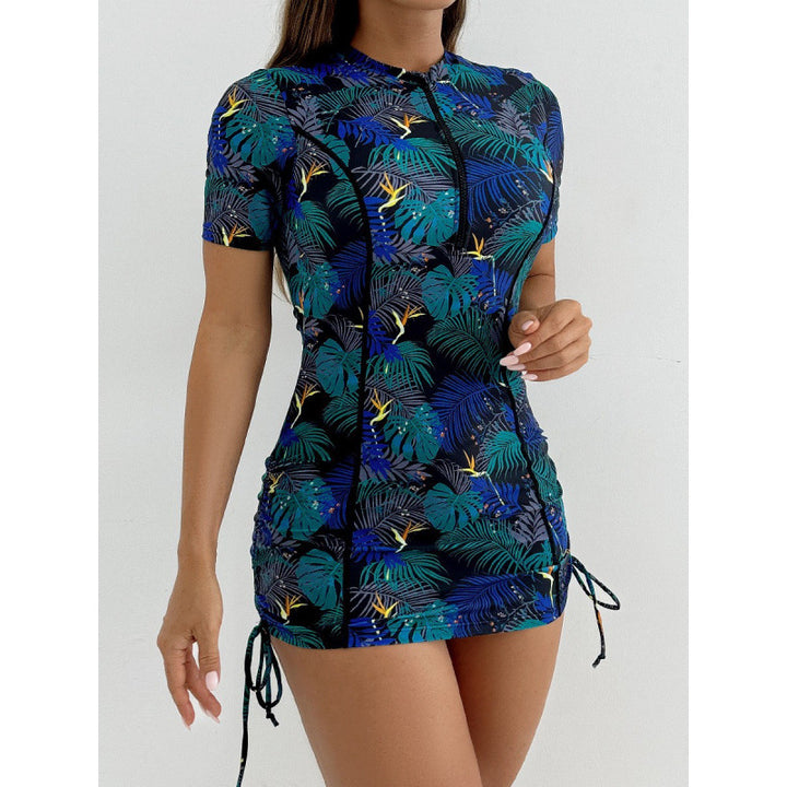 Damen Surfanzug mit stylischem Blumenmuster und kurzem Arm Echo Archiv