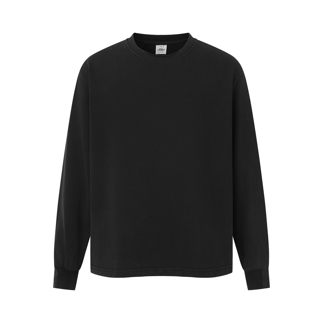 Unisex Minimalistisches Heavyweight Rundhals-Sweatshirt mit verstärktem Kragen und verlängertem Rückensaum Echoarchiv