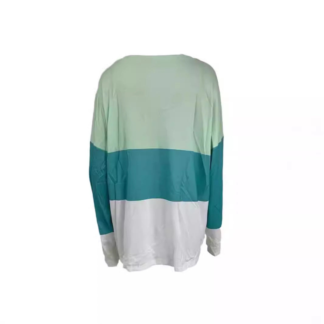 Damen Colorblock V-Ausschnitt Sweatshirt mit Zierknöpfen an den Ärmeln – Mavelle
