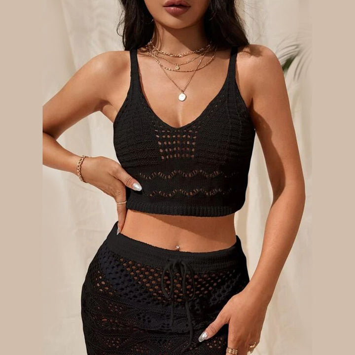 Damen Häkel Crop-Top und Rock Set Echo Archiv