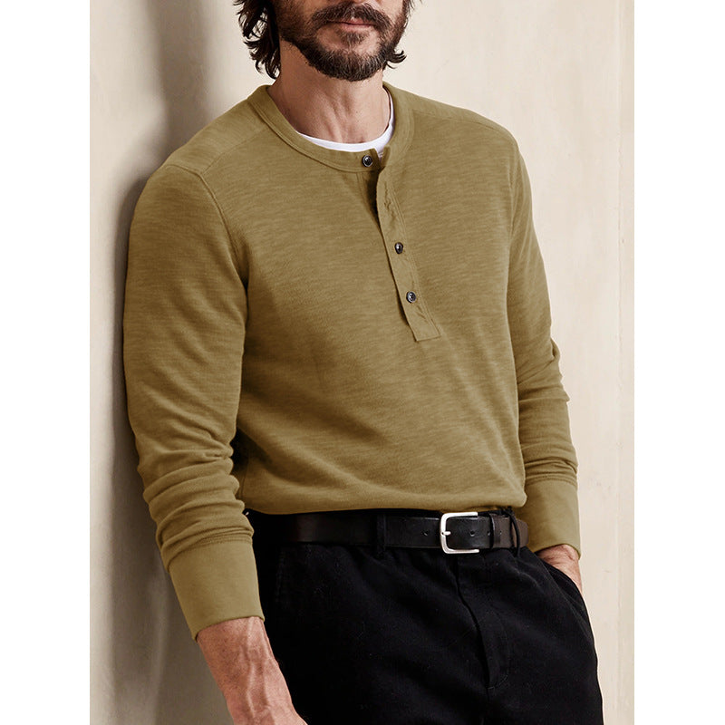 Herren Henley-T-Shirt mit Knopfleiste und weichem Baumwollstoff Echoarchiv
