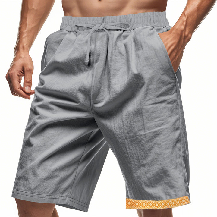 Herren lässige Strandshorts aus atmungsaktivem Leinenmix mit elastischem Bund und seitlichen Taschen Echoarchiv
