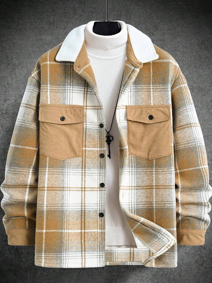 Herren Karo-Flanelljacke mit zwei Brusttaschen und weichem Kragen Echoarchiv