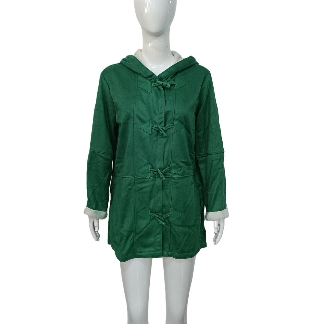 Damen Kapuzen-Dufflecoat mit Kunstfellbesatz und KnEchoarchivelverschlüssen Echoarchiv