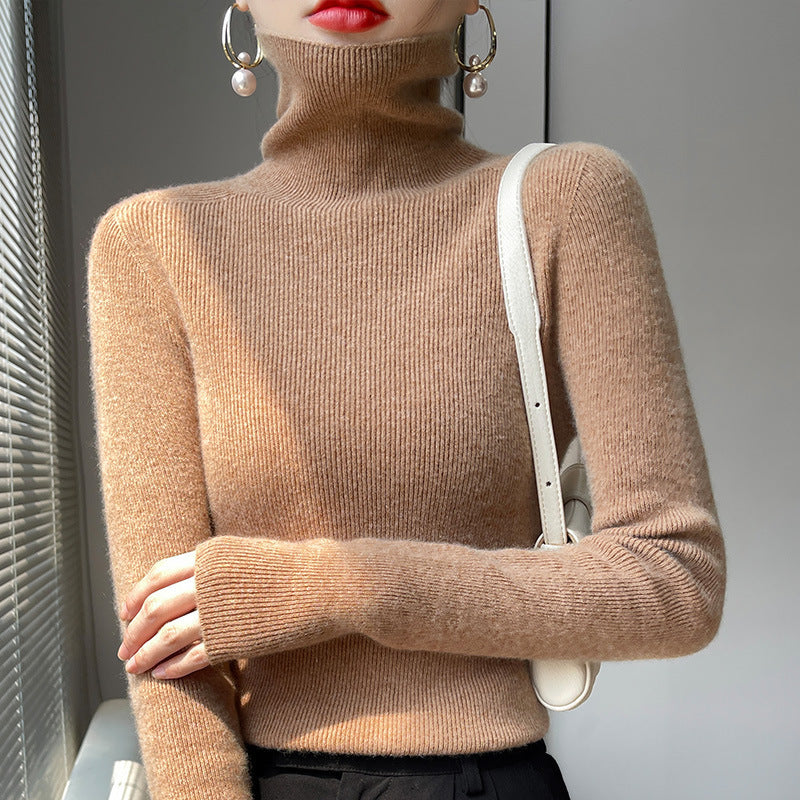 Damen Schmaler Rollkragenpullover aus Kaschmir‑Mix mit extralangem Ärmelabschluss Echoarchiv