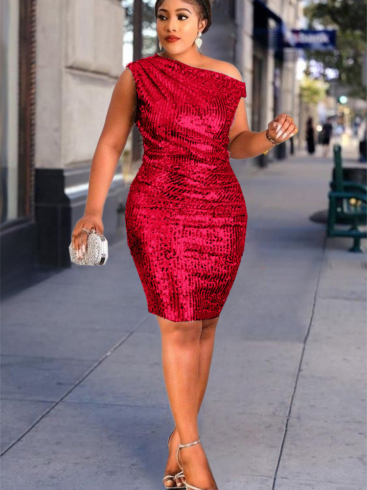 Damen Figurbetontes Cocktailkleid mit asymmetrischem Ausschnitt Echo Archiv