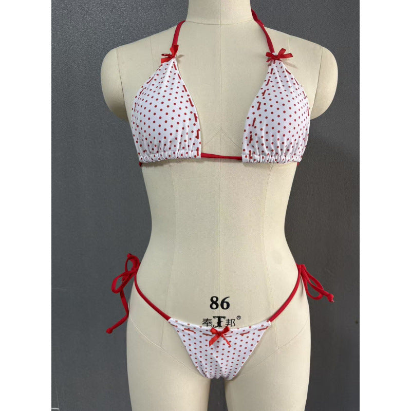 Damen Triangel-Bikini mit verspieltem Punkte-Design und verstellbaren Bindebändern Echo Archiv