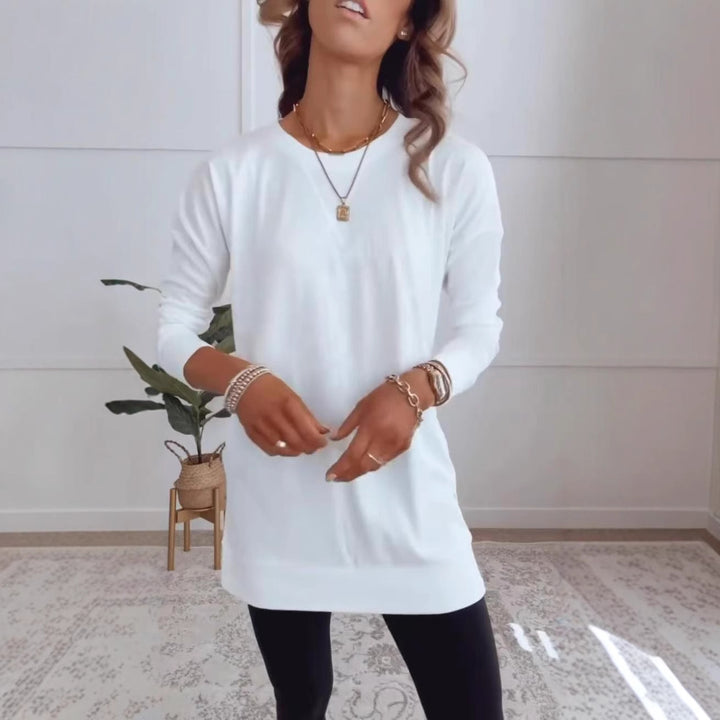 Damen nan verlängertes Langarmshirt-Tunika mit Rundhalsausschnitt und Daumenlochärmeln Echo Archiv