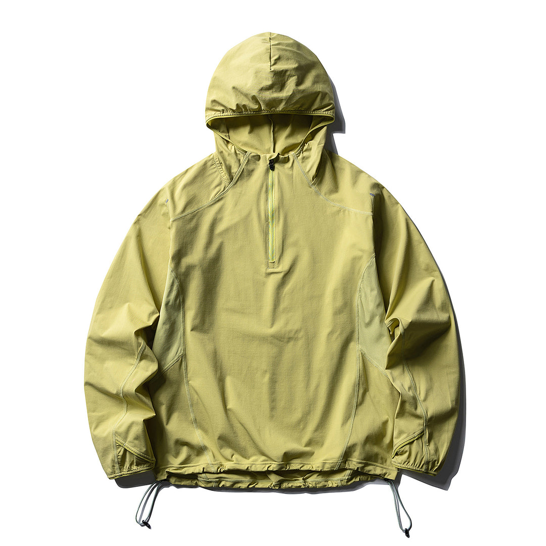 Unisex Atmungsaktiver Half-Zip-Kapuzenanorak mit Tunnelzugsaum und Flatlock‑Nähten Echoarchiv