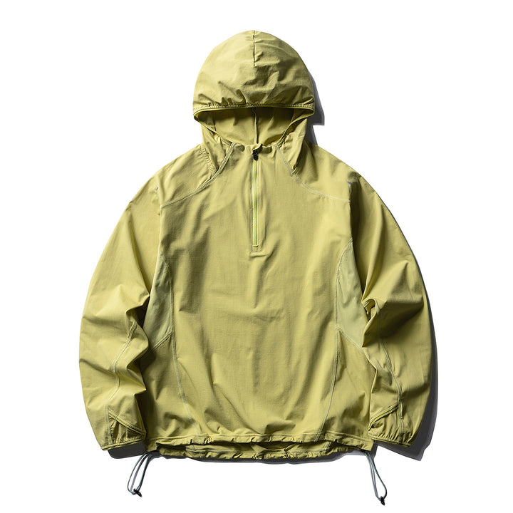 Unisex Atmungsaktiver Half-Zip-Kapuzenanorak mit Tunnelzugsaum und Flatlock‑Nähten Echoarchiv