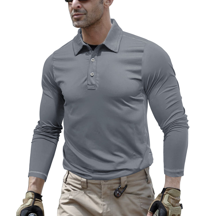 Herren sportliches Langarm Polohemd mit feuchtigkeitsableitender Technologie Echoarchiv
