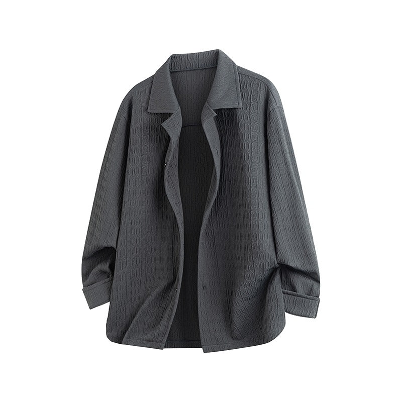 Damen Leicht strukturierte Oversize-Hemdjacke mit Reverskragen & Druckknopffront Echoarchiv