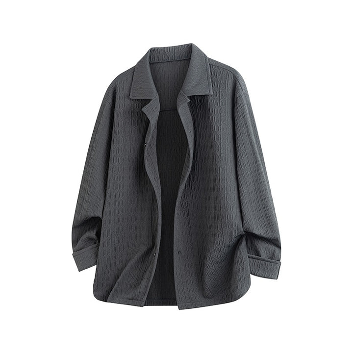 Damen Leicht strukturierte Oversize-Hemdjacke mit Reverskragen & Druckknopffront Echoarchiv