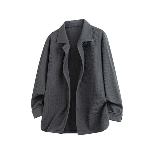 Damen Leicht strukturierte Oversize-Hemdjacke mit Reverskragen & Druckknopffront Echoarchiv