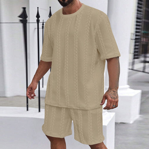 Herren luftiges Freizeit-T-Shirt und Shorts Set mit strukturiertem Design Echoarchiv