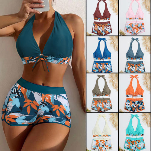 Damen Sportliches Bikini-Set mit verstellbarem Haltertop und Shorts Echo Archiv