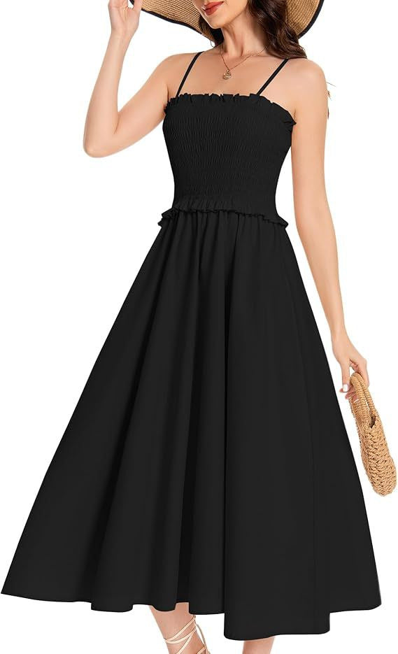 Damen Midi-Kleid mit elastischem Oberteil und weiten Rock Echo Archiv
