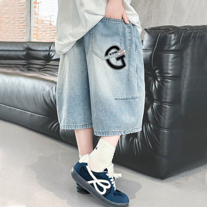 Jungen lässige Denim-Bermudas mit multifunktionalen Taschen Echo Archiv