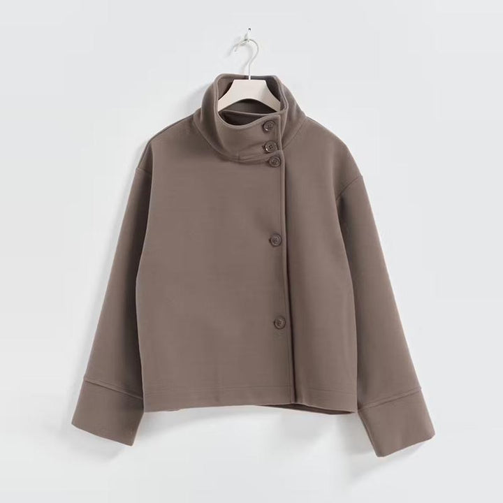 Damen Kurze Jacke mit hohem Kragen und Knopfverschluss Echoarchiv