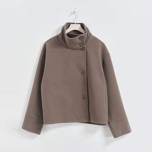 Damen Kurze Jacke mit hohem Kragen und Knopfverschluss Echoarchiv
