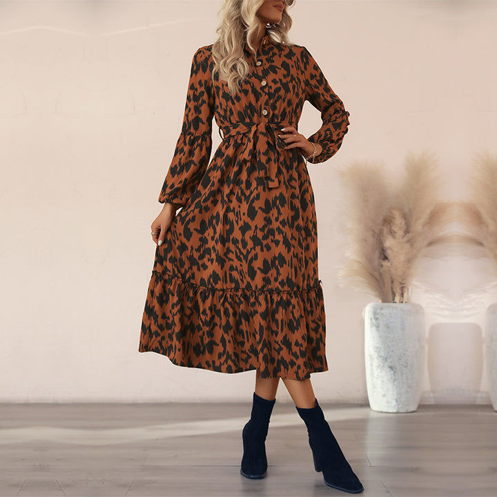 Damen Midi-Kleid mit Gürtel und floralen Akzenten Echo Archiv