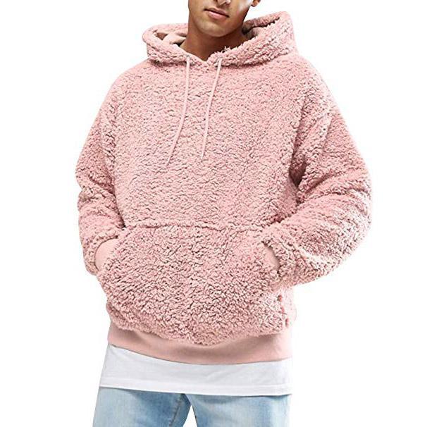 Herren Lässiger Teddy-Fleece Hoodie mit praktischen Kängurutaschen und verstellbarem Kordelzug Echoarchiv