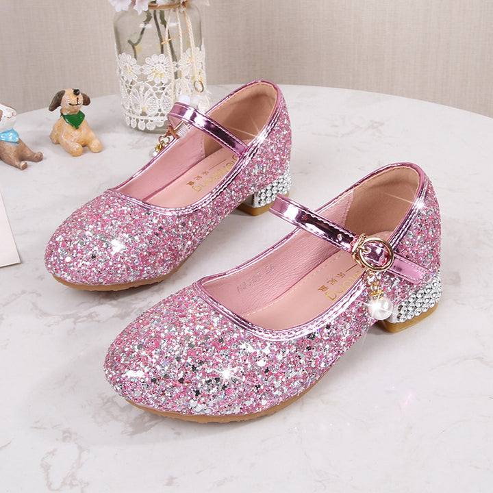 Mädchen Glitzernde Mary Jane Ballerinas mit dekorativer Schleifen- und Perlenverzierung Echo Archiv