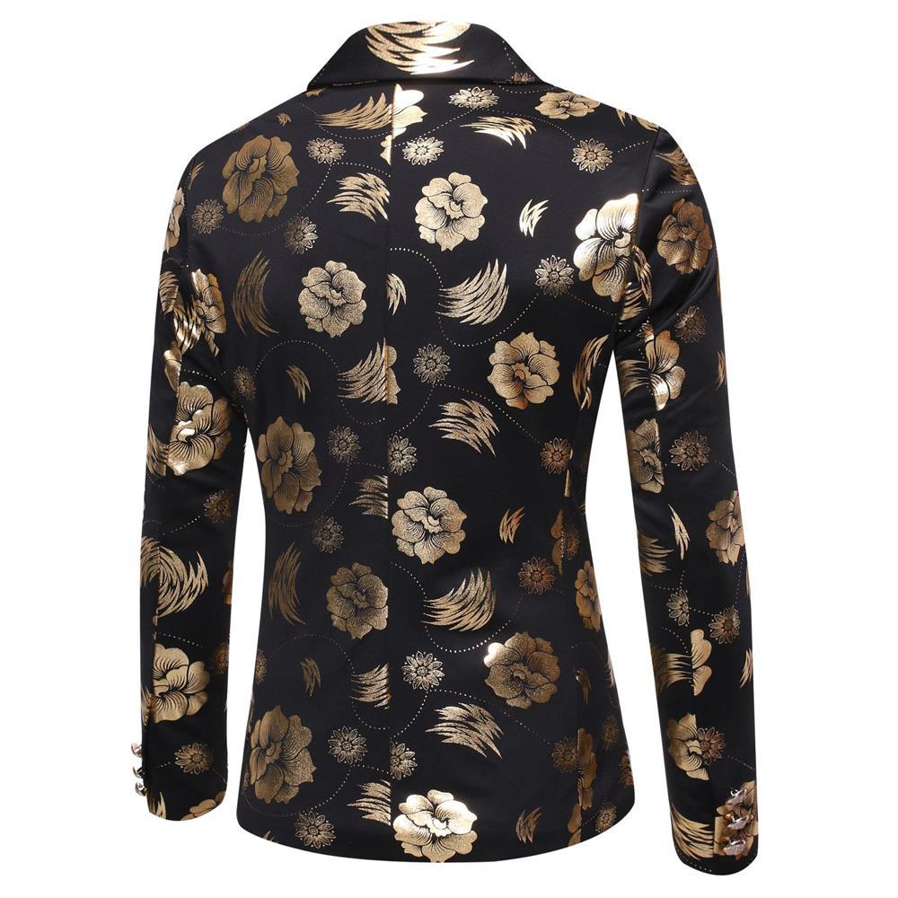 Herren Tailliertes Satin-Sakko mit Blumen-Jacquard und Schalkragen Echo Archiv