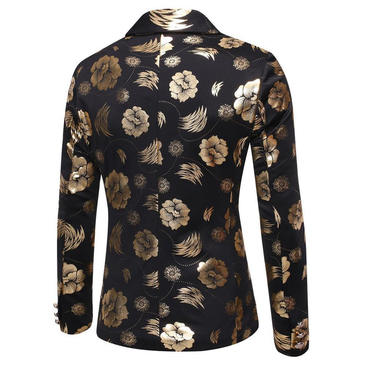 Herren Tailliertes Satin-Sakko mit Blumen-Jacquard und Schalkragen Echo Archiv