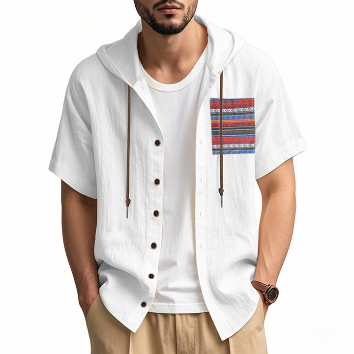 Herren leichtes Kapuzenshirt mit buntem Muster und strukturierter Oberfläche Echoarchiv
