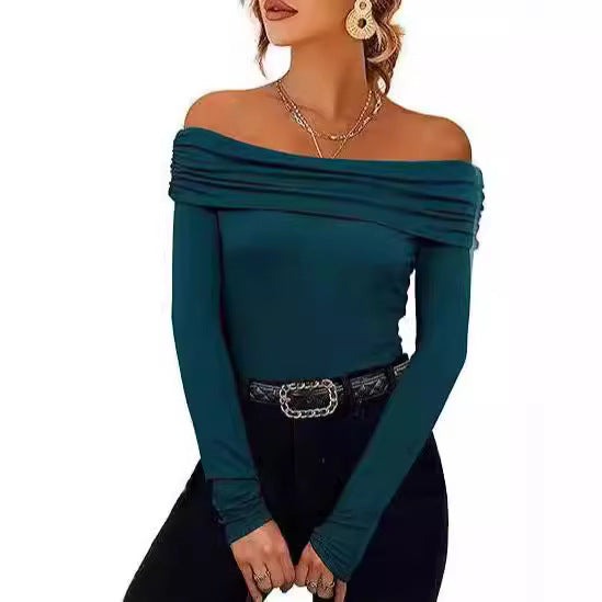 Damen Figurbetontes Schulterfreies Langarm Feinstrickshirt mit Carmenausschnitt Echo Archiv