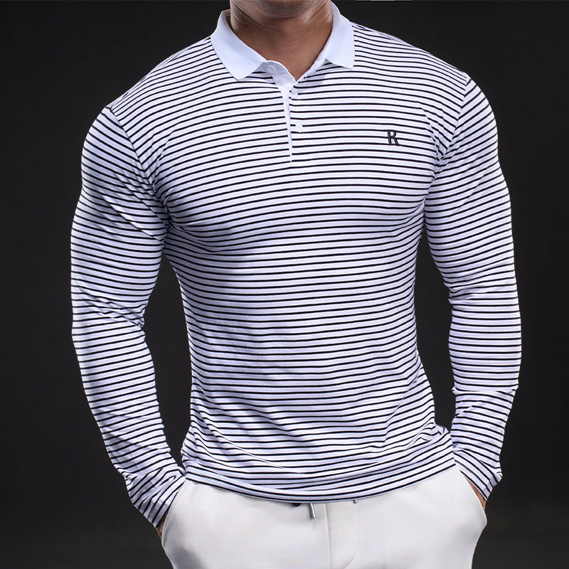 Herren Langarm Poloshirt mit feinen Streifen Echoarchiv