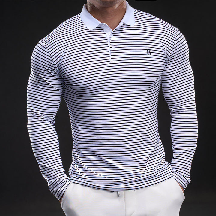 Herren Langarm Poloshirt mit feinen Streifen Echoarchiv