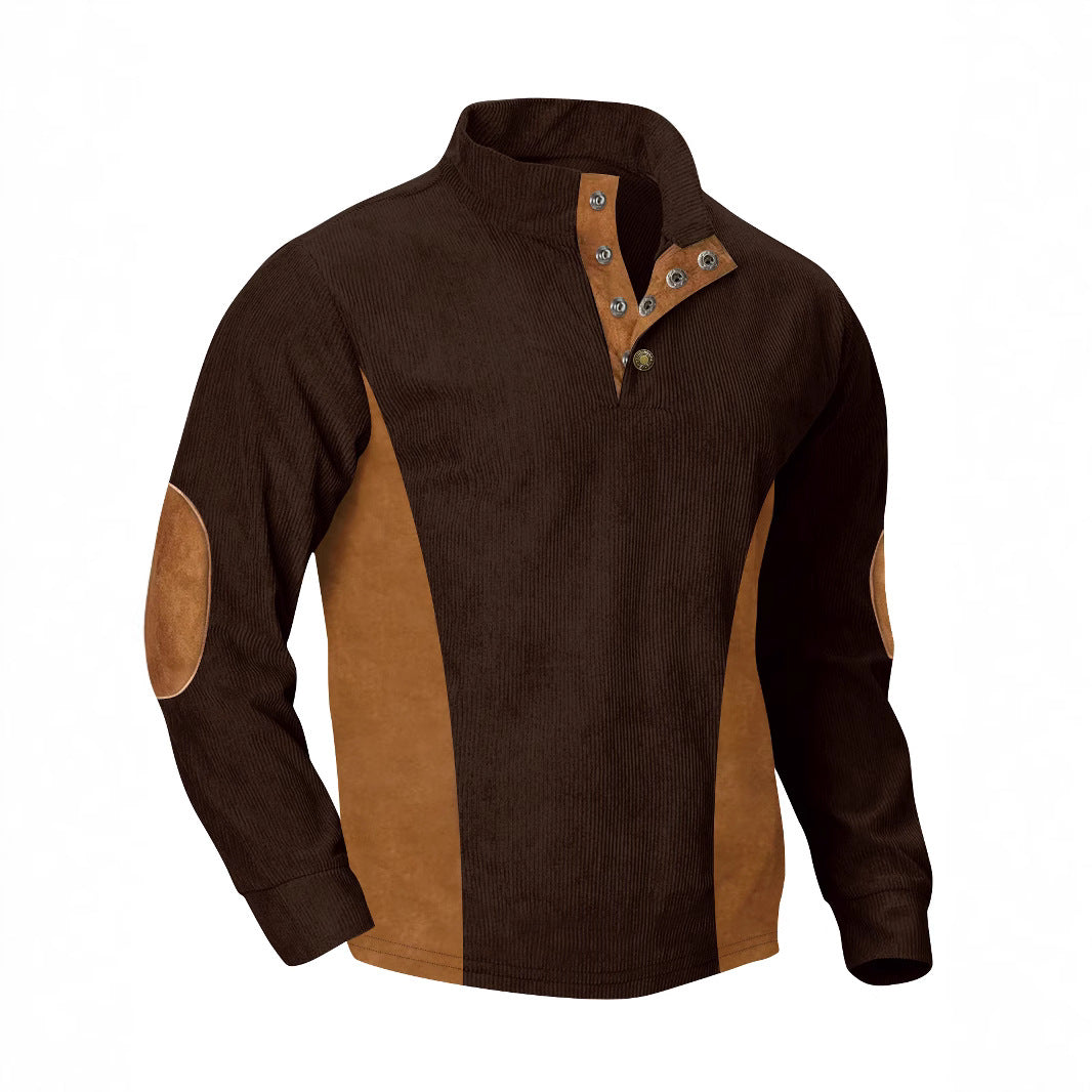 Herren lässiger Pullover mit modernem Stehkragen und praktischen Druckknöpfen Echoarchiv